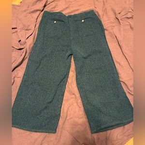 Wide leg teal tweed pants